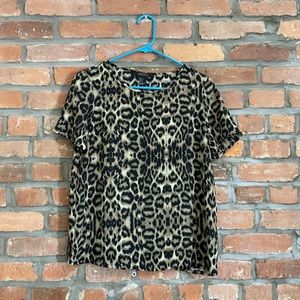 Forever21 Contemporary Leopard Print Short Sleeve Blouse